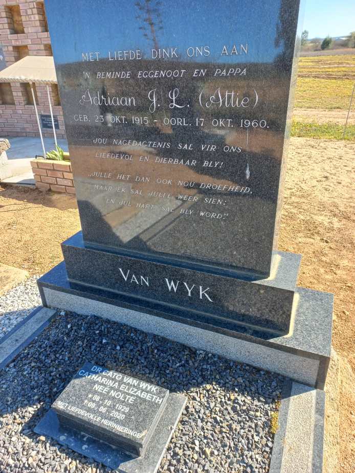 WYK Adriaan J.L., van 1915-1960 :: VAN WYK Catharina Elizabeth nee NOLTE 1929-2020