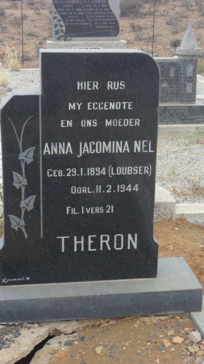 THERON Anna Jacomina Nel nee LOUBSER 1894-1944