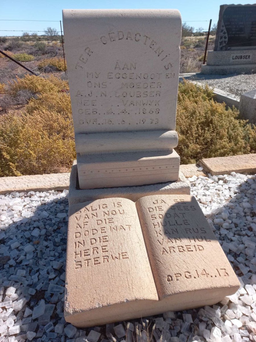 LOUBSER A.J.N. nee VAN WYK 1868-1933