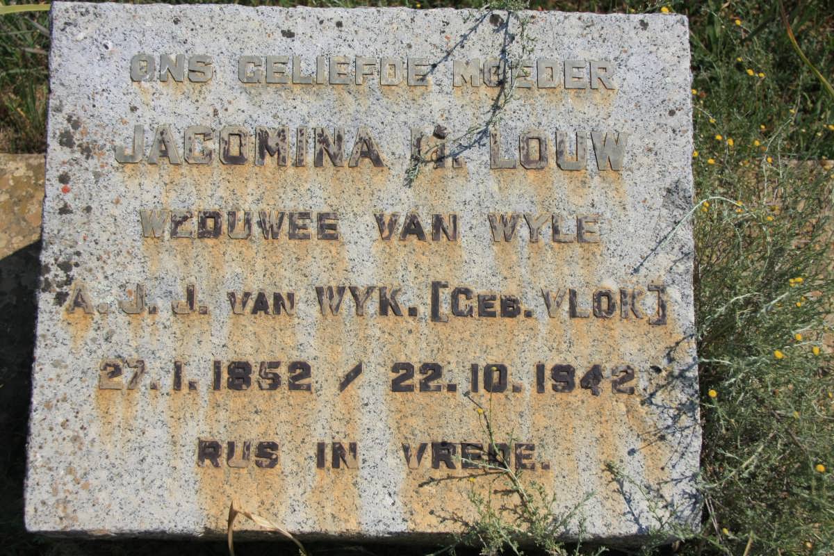 LOUW Jacomina H. voorheen VAN WYK nee VLOK 1852-1942