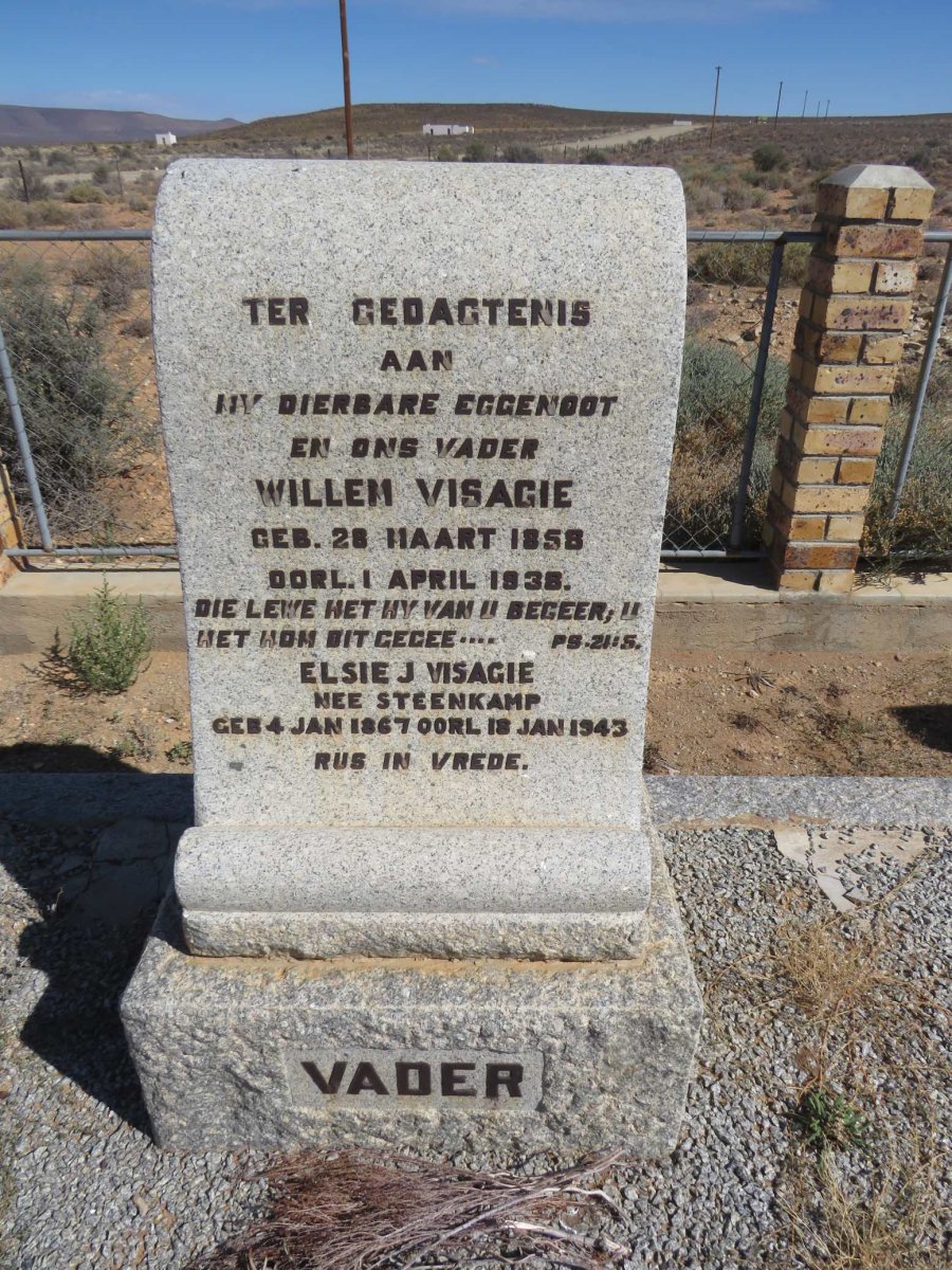 VISAGIE Willem 1858-1938 & Elsie J. STEENKAMP 1867-1943