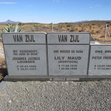 ZIJL Johannes Jacobus Loubser, van 1908-1953 & Lily Maud BOSTOCK 1910-1998 :: VAN ZIJL Pieter Frederick 1946-2011