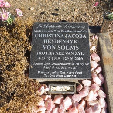 SOLMS Christina Jacoba Heydenryk, von nee VAN ZYL 1949-2009