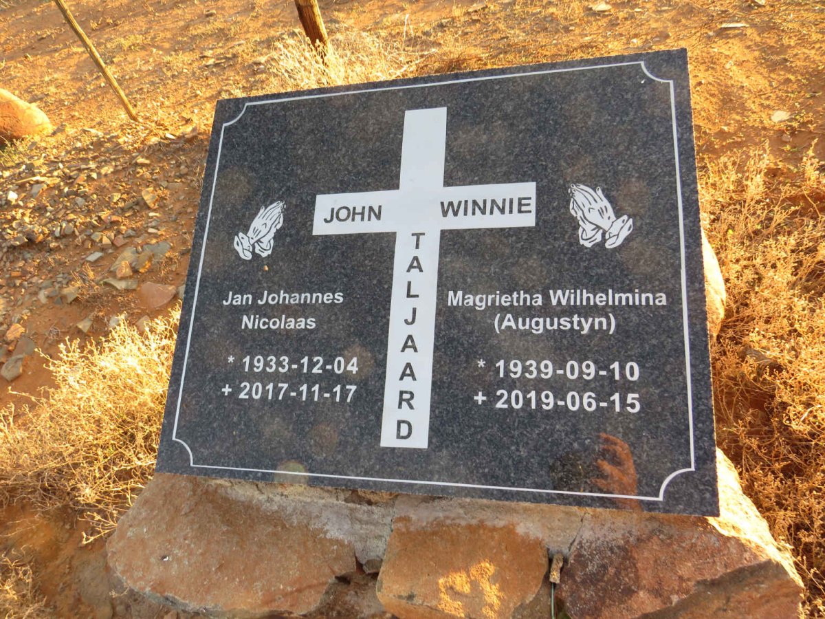 TALJAARD Jan Johannes Nicolaas 1933-2017 & Magrietha Wilhelmina AUGUSTYN 1939-2019