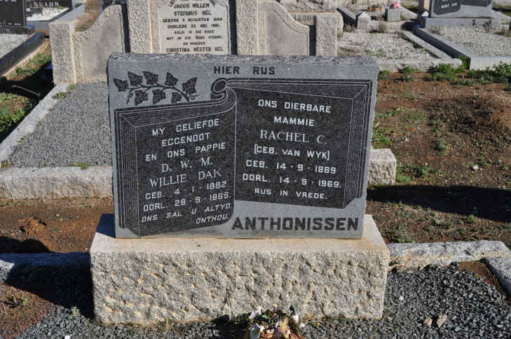 ANTHONISSEN D.W.M. 1882-1965 &amp; Rachel C. VAN WYK 1889-1969