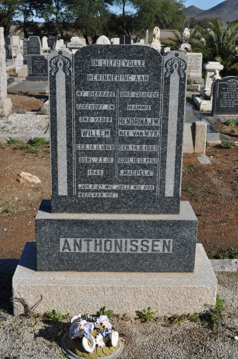 ANTHONISSEN Willem 1869-1949 &amp; Hendrina J.W. VAN WYK 1887-1952