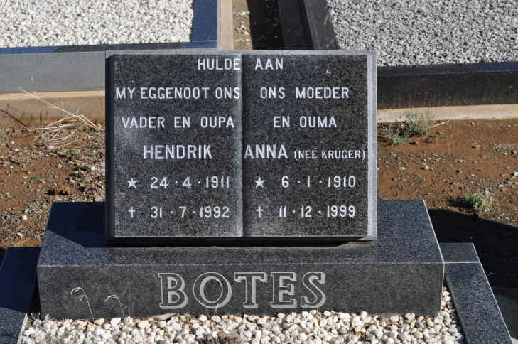 BOTES Hendrik 1911-1992 &amp; Anna KRUGER 1910-1999