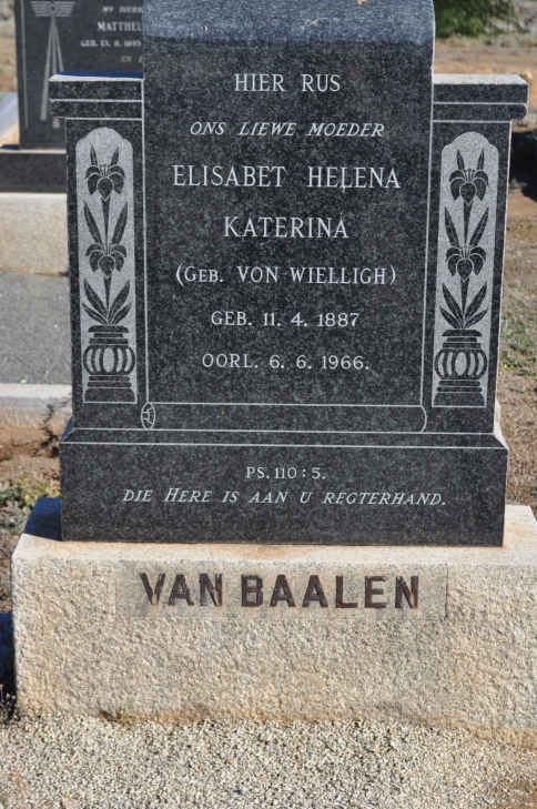 BAALEN Elisabet Helena Katerina, van nee VON WEILLIGH 1887-1966