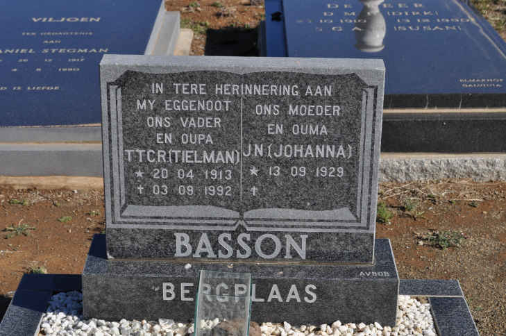BASSON T.T.C.R. 1913-1992 &amp; J.N. 1929-