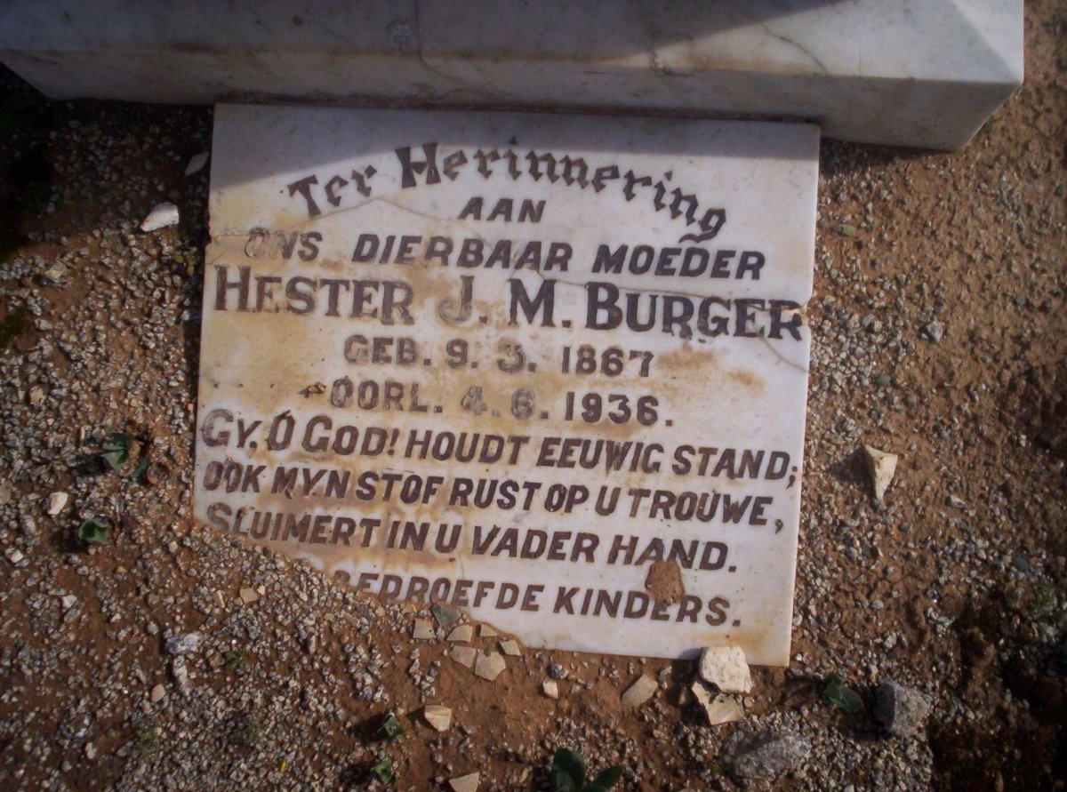 BURGER Hester J.M. 1876-1936