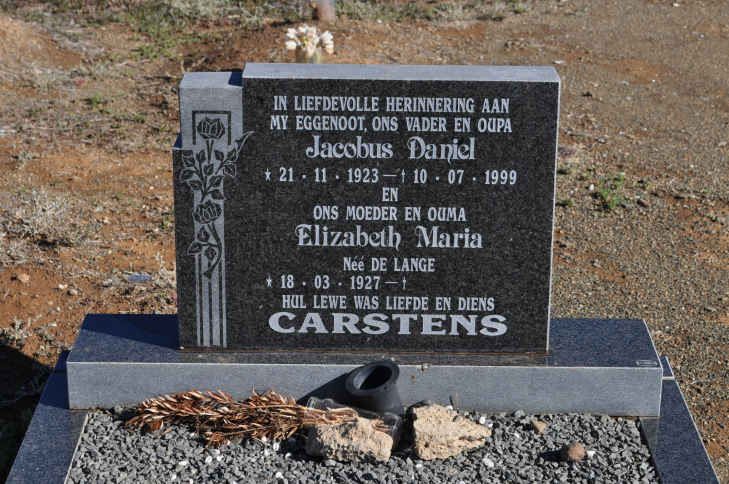 CARSTENS Jacobus Daniel 1923-1999 &amp; Elizabeth Maria DE LANGE 1927-