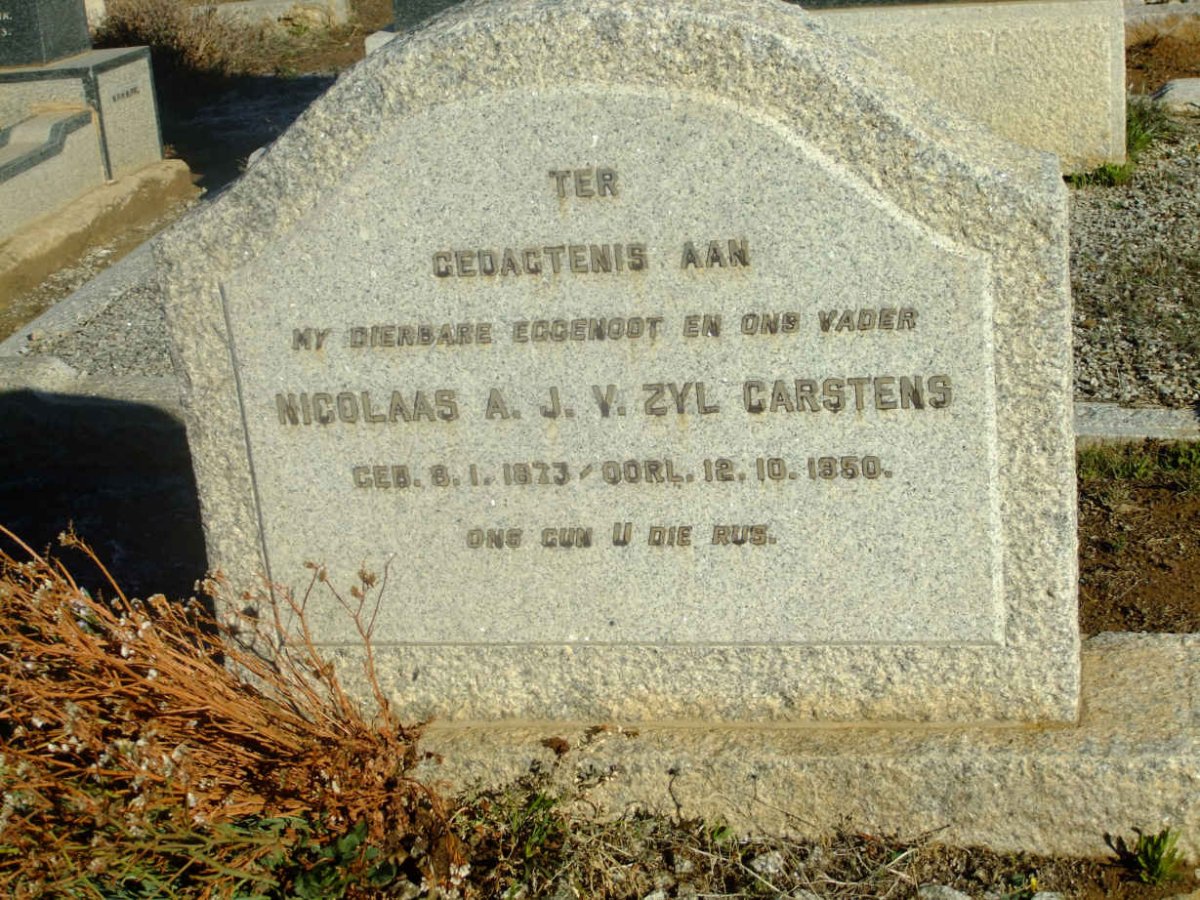 CARSTENS Nicolaas A.J. v. Zyl 1873-1950