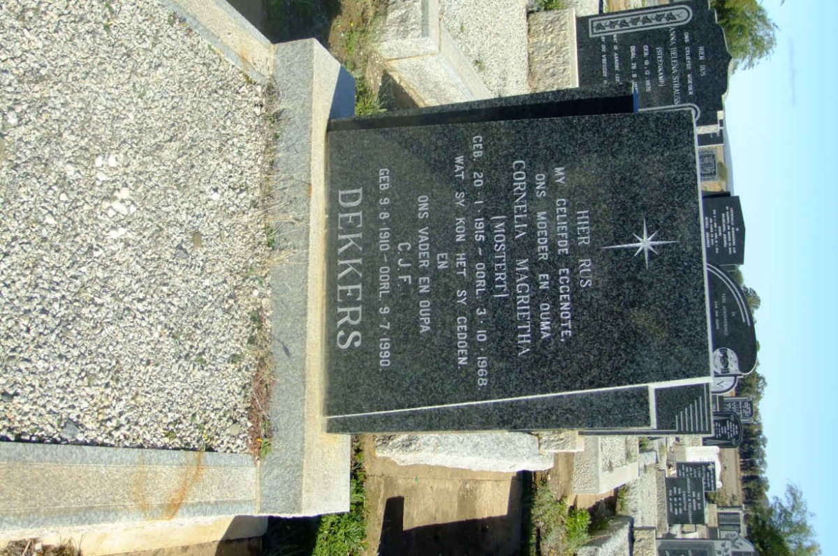 DEKKERS C.J.F. 1910-1990 &amp; Cornelia Magrietha MOSTERT 1915-1968
