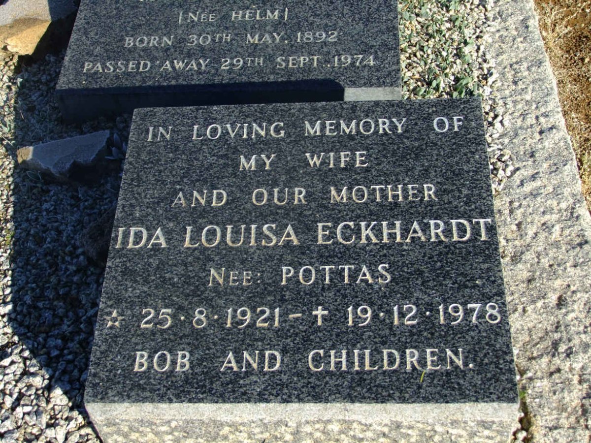 ECKHARDT Ida Louisa nee POTTAS 1921-1978