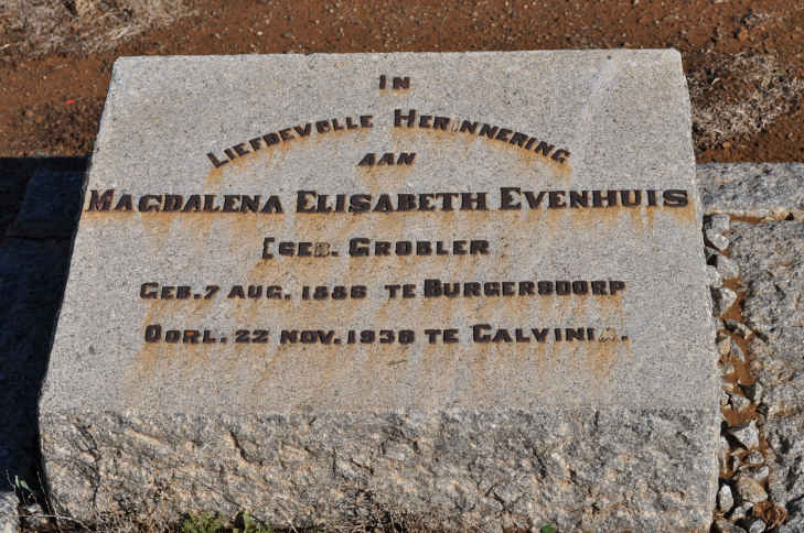 EVENHUIS Magdalena Elisabeth nee GROBLER 1885-1938