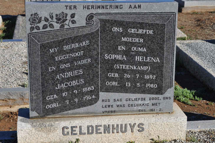 GELDENHUYS Andries Jacobus 1883-1964 &amp; Sophia Helena STEENKAMP 1892-1980