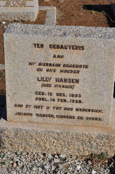 HANSEN Lilly nee VISAGIE 1893-1938