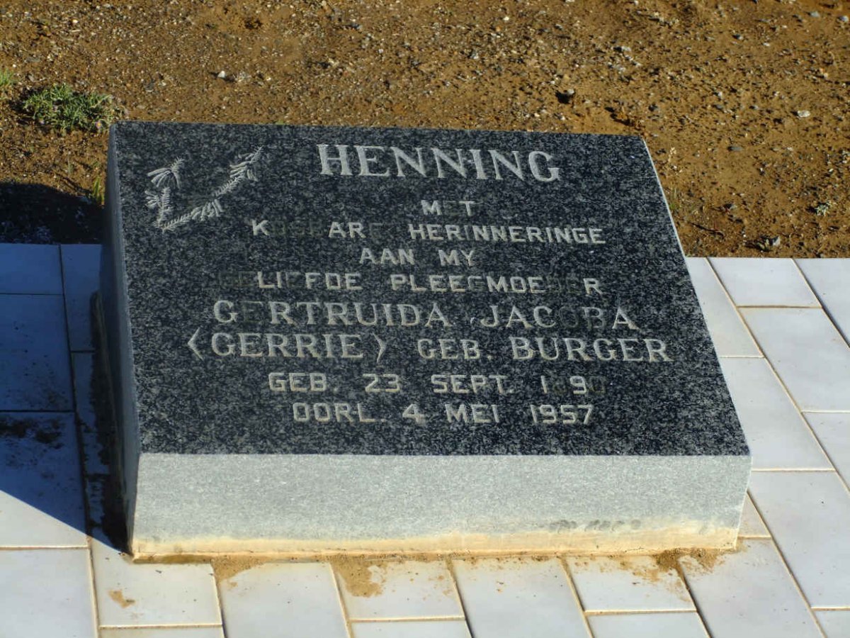HENNING Getruida Jacoba nee BURGER 1890-1957