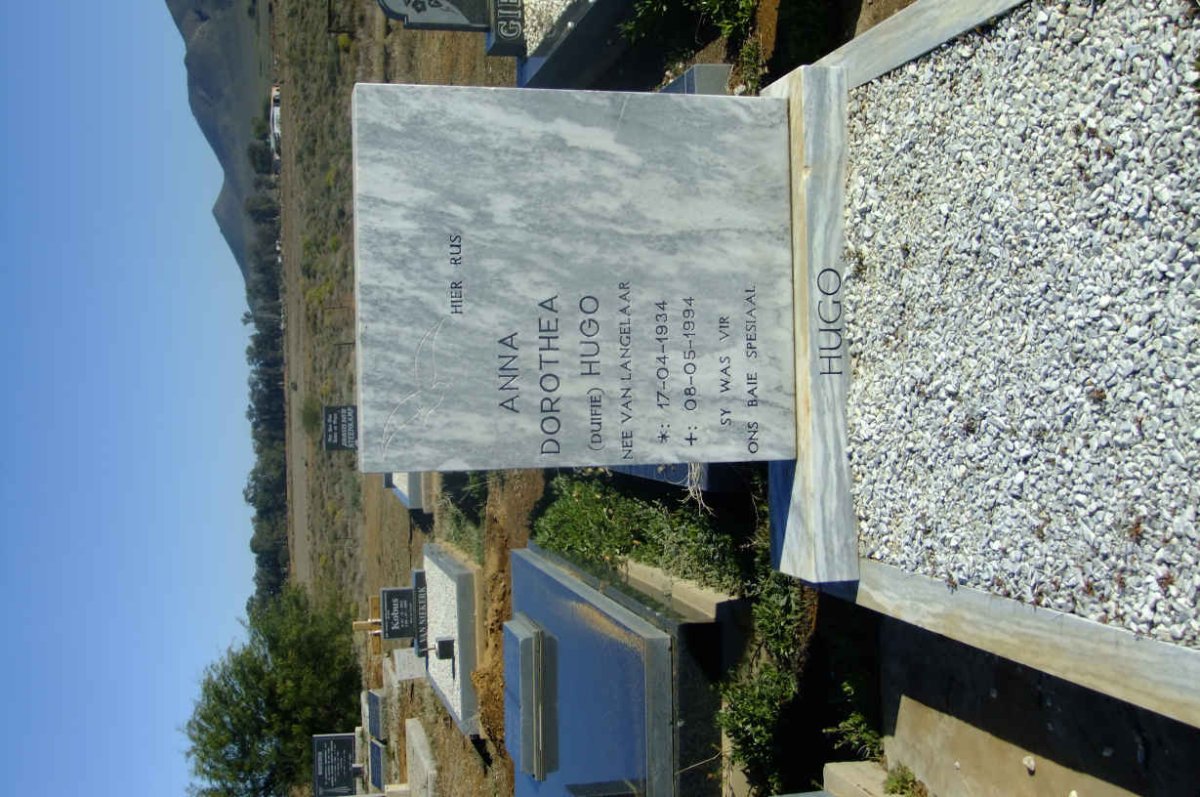 HUGO Anna Dorothea nee VAN LANGELAAR 1934-1994