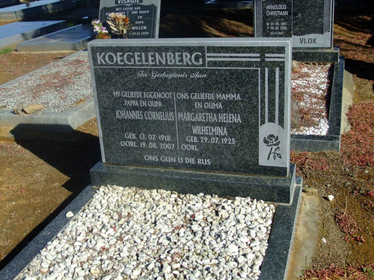KOEGELENBERG Johannes Cornelius 1918-2007 &amp; Margaretha Helena Wilhelmina 1925-