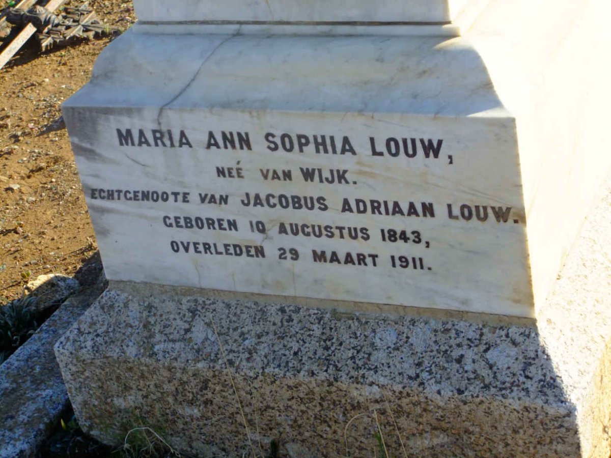 LOUW Maria Ann Sophia nee VAN WIJK 1843-1911