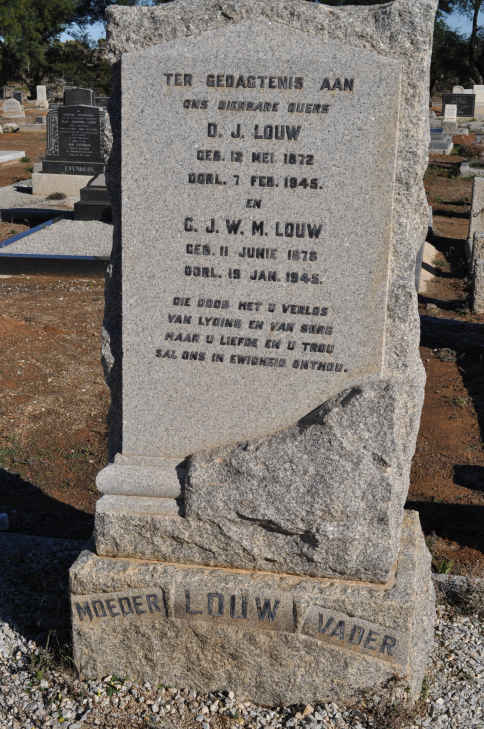 LOUW G.J.W.M. 187?-1945 &amp; D.J. 1872-1945