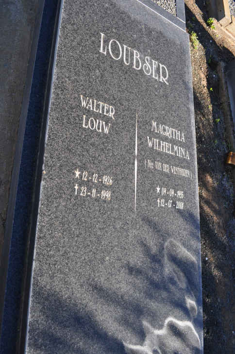 LOUBSER Walter Louw 1926-1998 &amp; Magritha Wilhelmina VAN DER WESTHUIZEN 19?5-2???