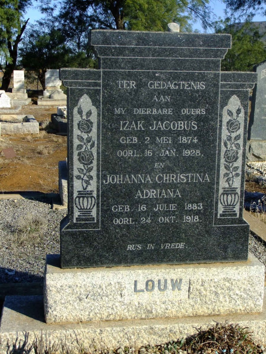 LOUW Izak Jacobus 1874-1928 &amp; Johanna Christina Adriana 1883-1918