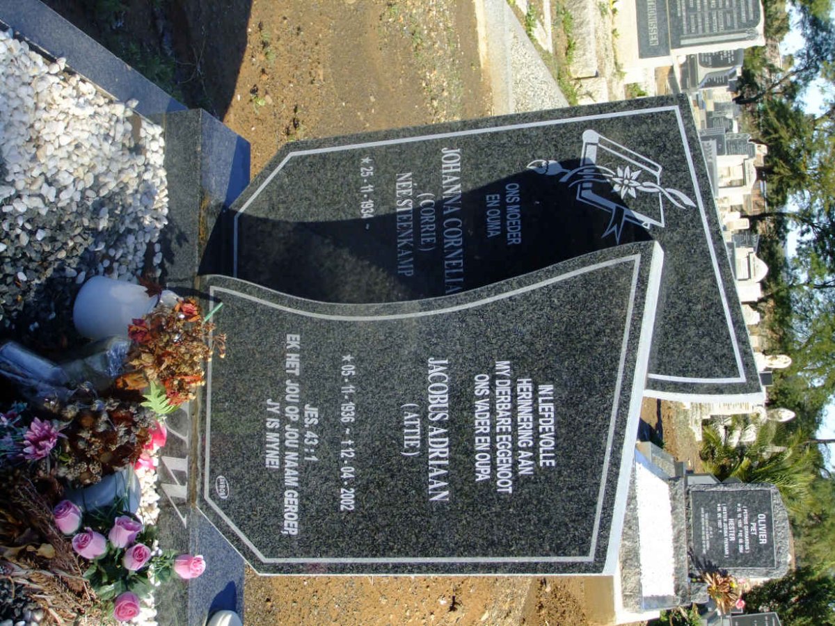 LOUW Jacobus Adriaan 1936-2002 &amp; Johanna Cornelia STEENKAMP 1934-