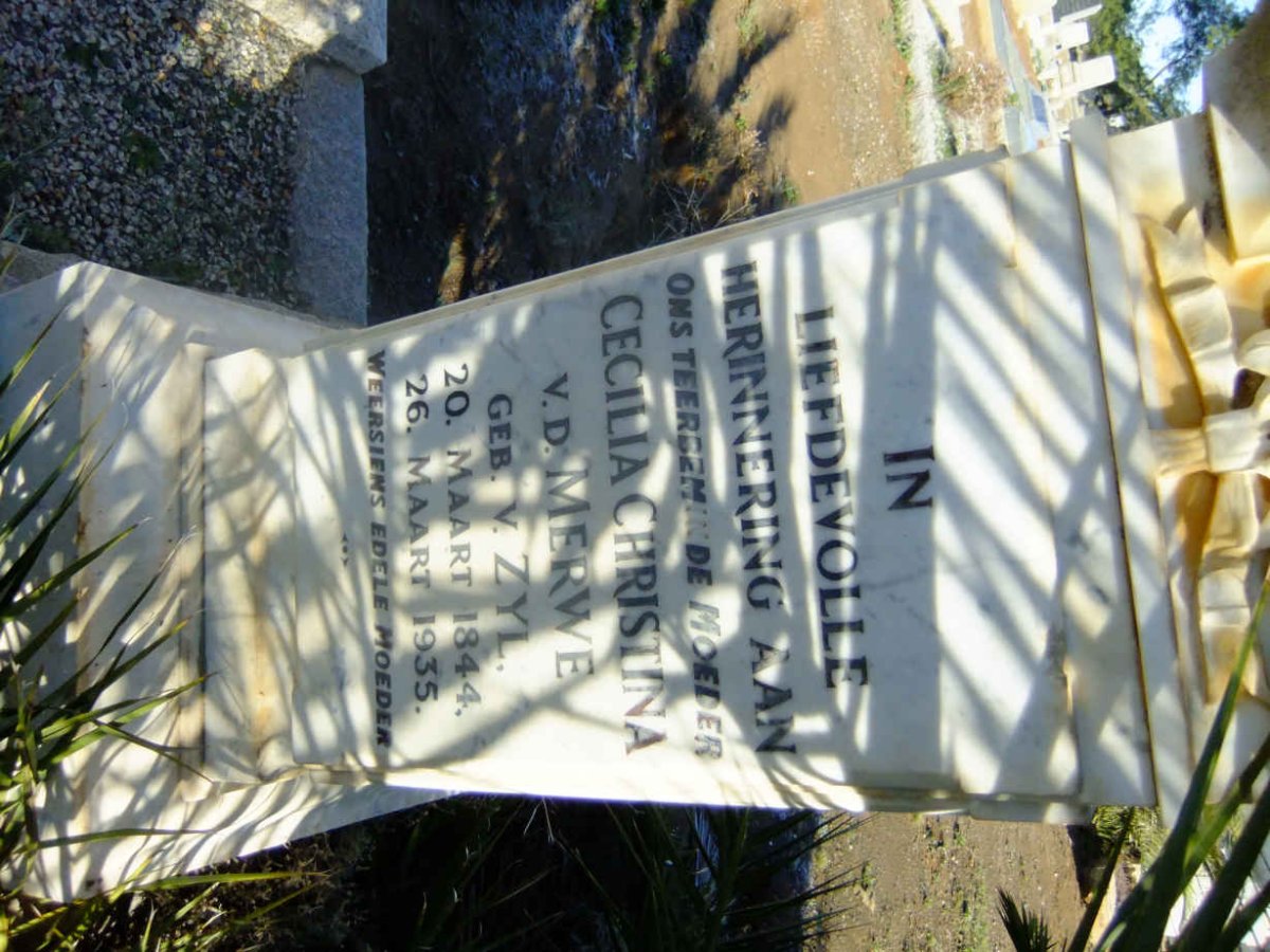 MERWE Cecilia Christina, v.d. nee V. ZYL 1844-1935