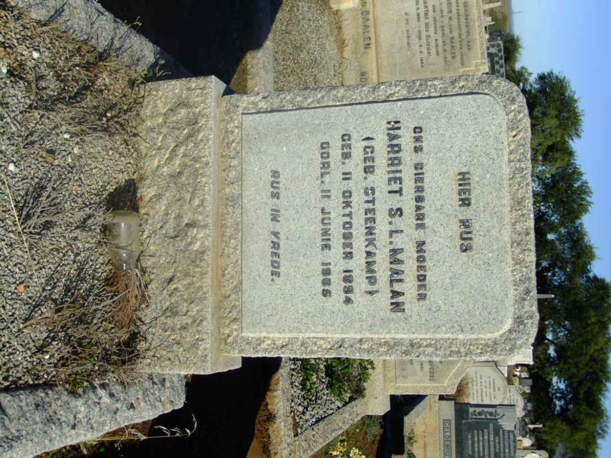 MALAN Harriet S.L. nee STEENKAMP 1894-1965