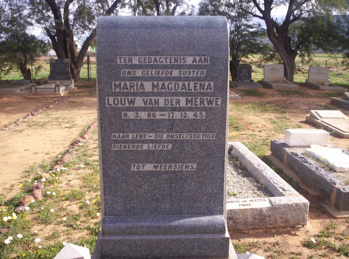 MERWE Maria Magdalena, van der, LOUW 1886-1945