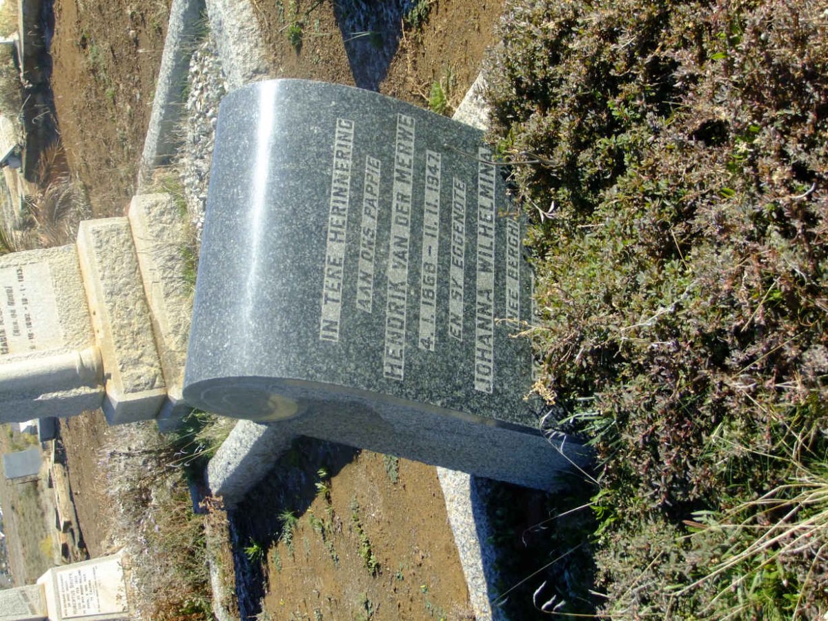 MERWE Hendrik, van der 1868-1947 &amp; Johanna Wilhelmina BERGH
