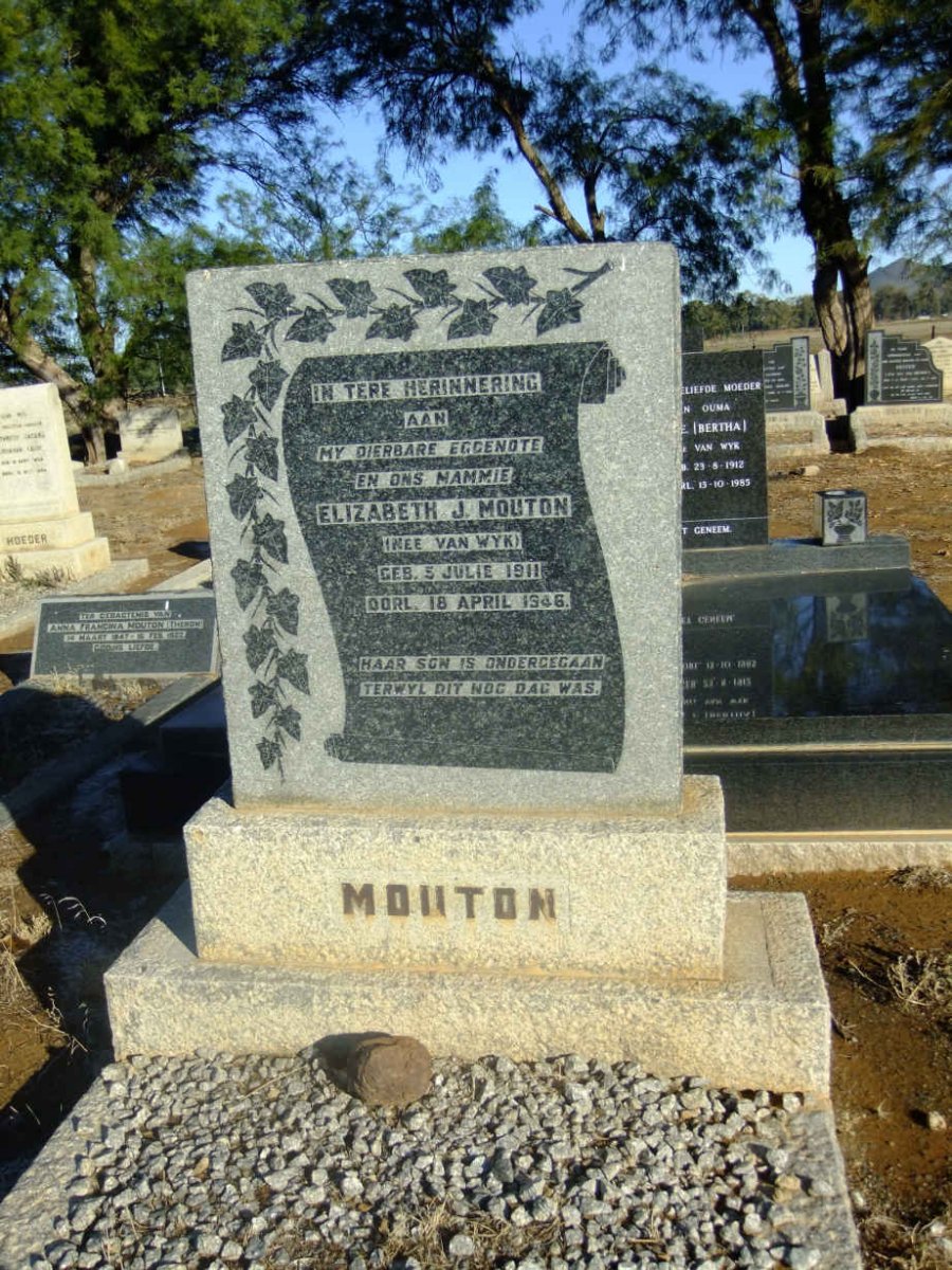 MOUTON Elizabeth J. nee VAN WYK 1911-1946