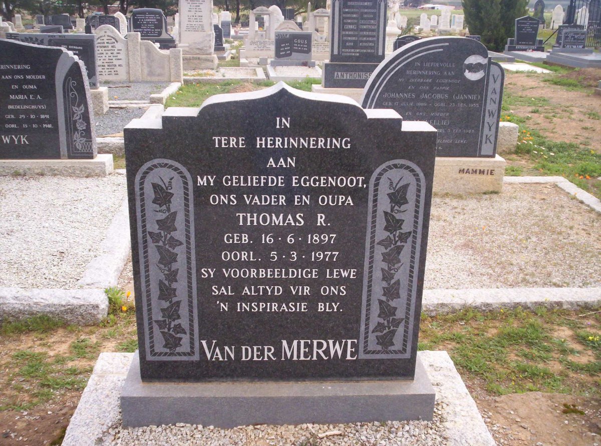 MERWE Thomas R., van der 1897-1977