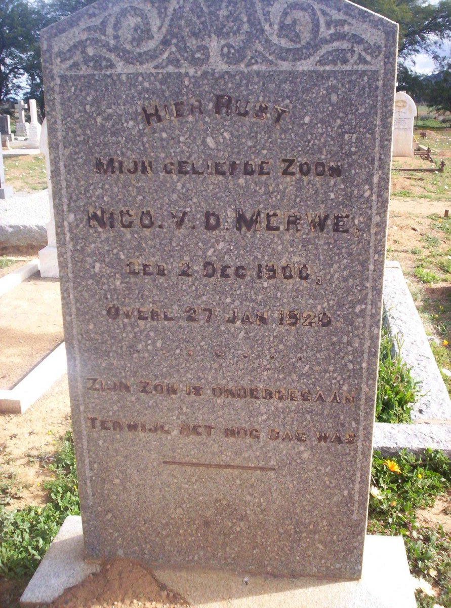 MERWE Nico, v.d. 1900-1920