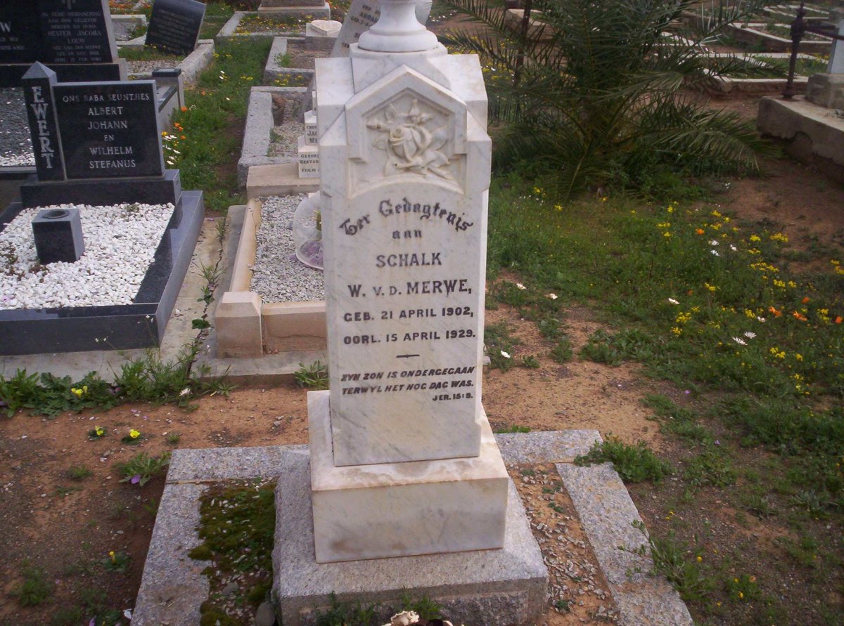 MERWE Schalk W., v.d. 1902-1929