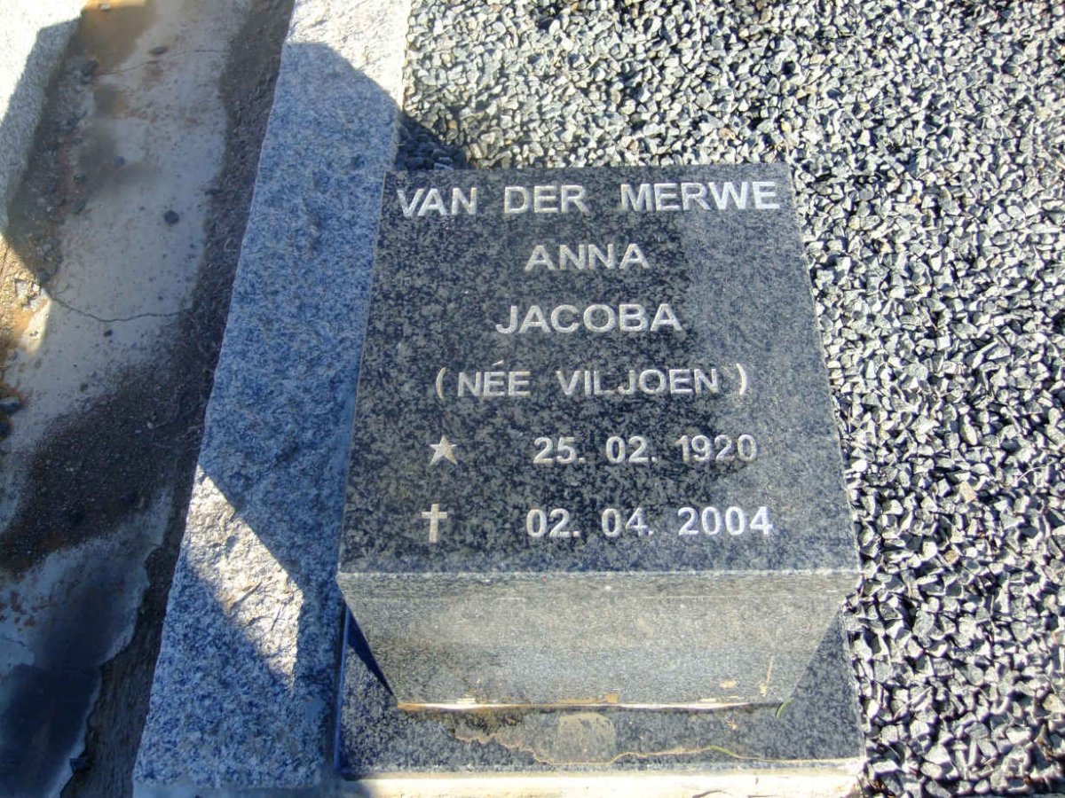MERWE Anna Jacoba, van der nee VILJOEN 1920-2004