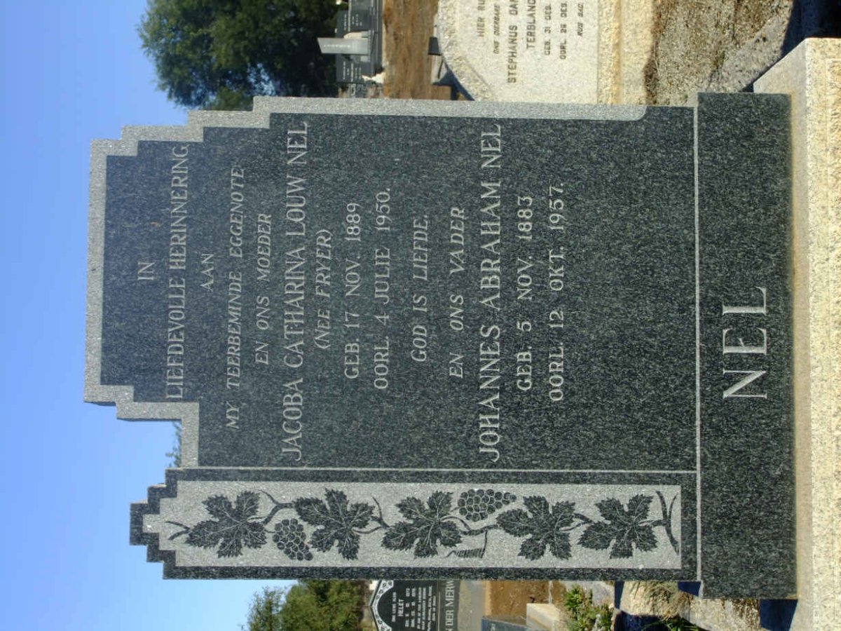 NEL Johannes Abraham 1883-1957 &amp; Jacoba Catharina Louw FRYER 1889-1950