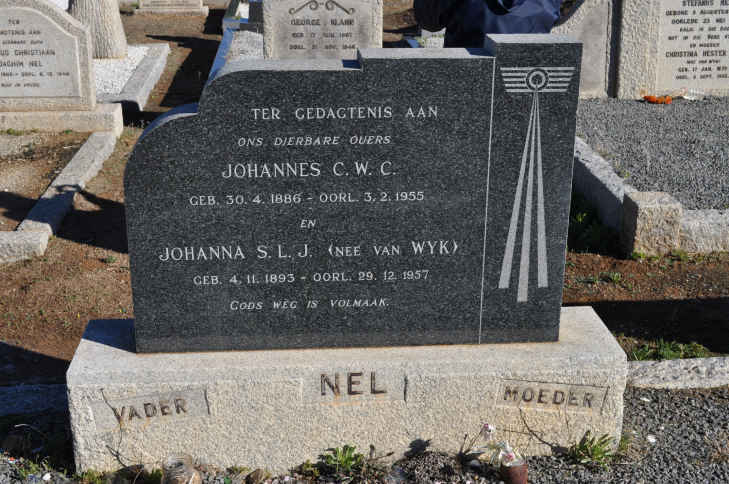NEL Johannes C.W.C. 1886-1955 &amp; Johanna S.L.J. VAN WYK 1893-1957