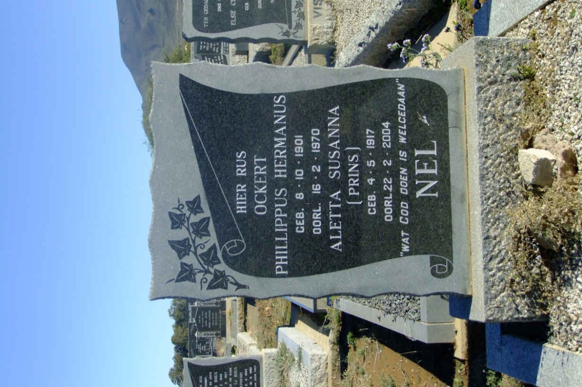 NEL Ockert Phillippus Hermanus 1901-1970 &amp; Aletta Susanna PRINS 1917-2004