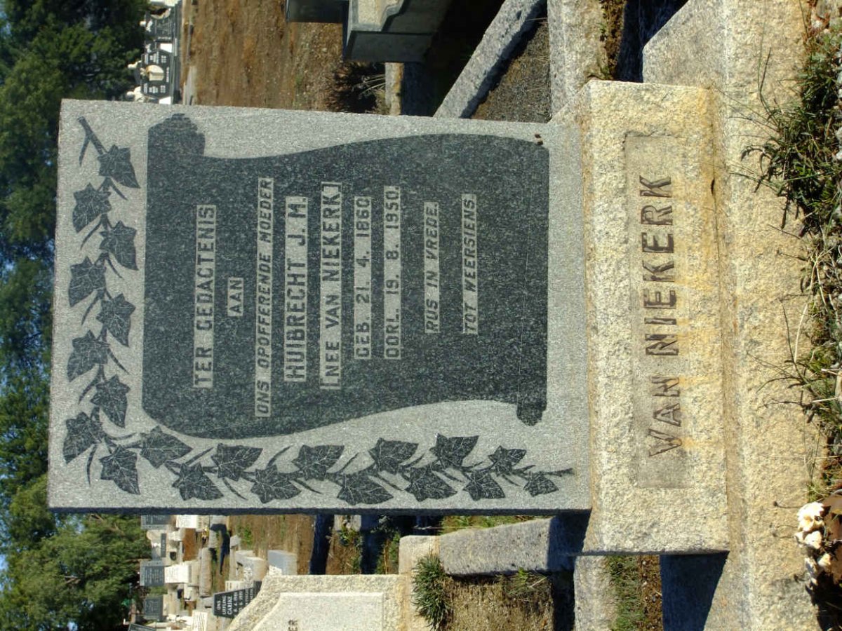 NIEKERK Huibrecht J.M., van nee VAN NIEKERK 1860-1950