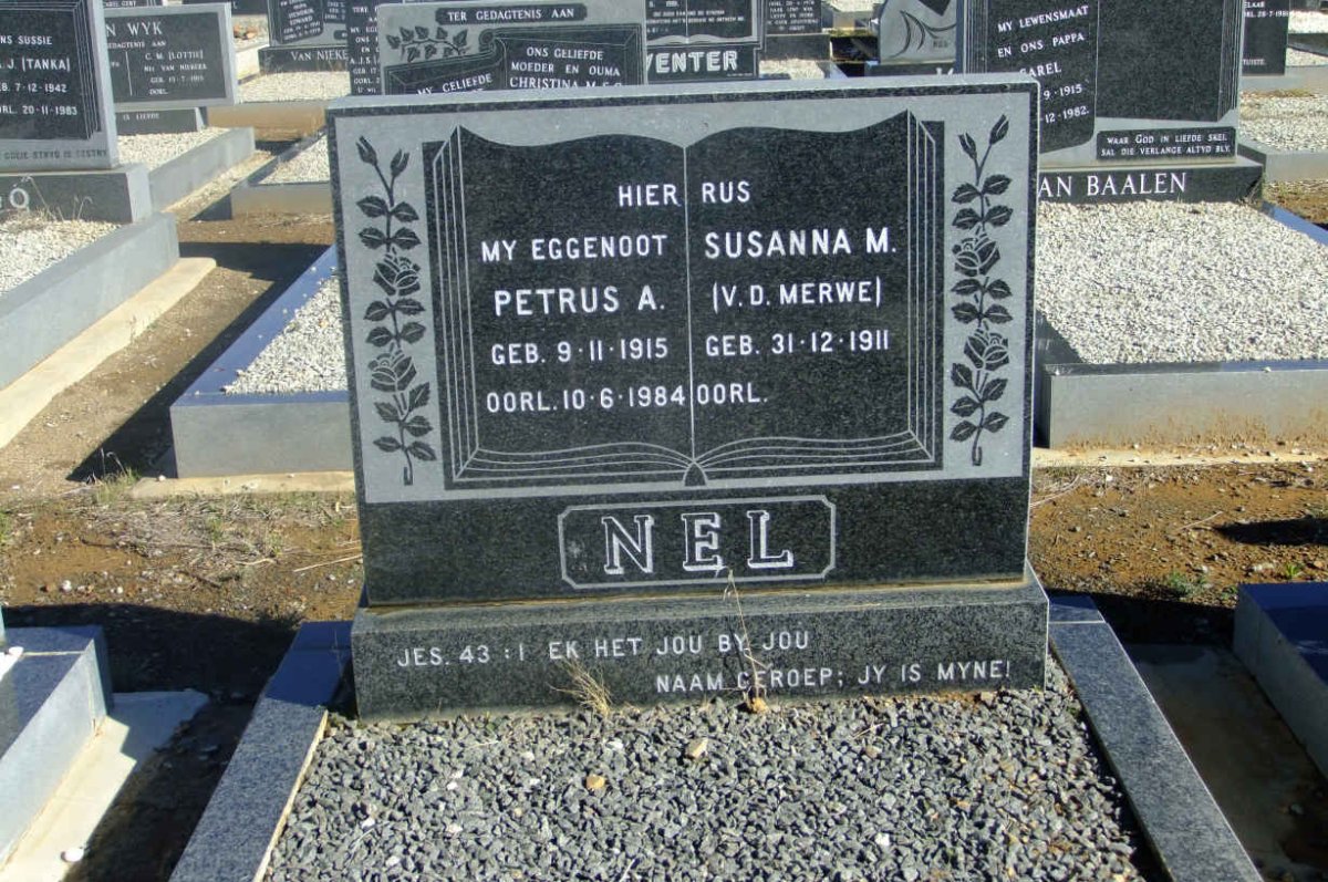 NEL Petrus A. 1915-1984 &amp; Susanna M. V.D. MERWE 1911-