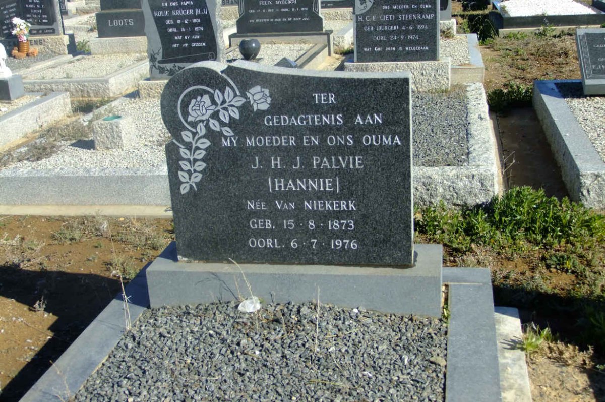 PALVIE J.H.J. nee VAN NIEKERK 1873-1976