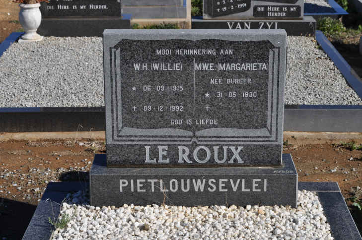 ROUX W.H., le 1915-1992 &amp; M.W.E. BURGER 1930-