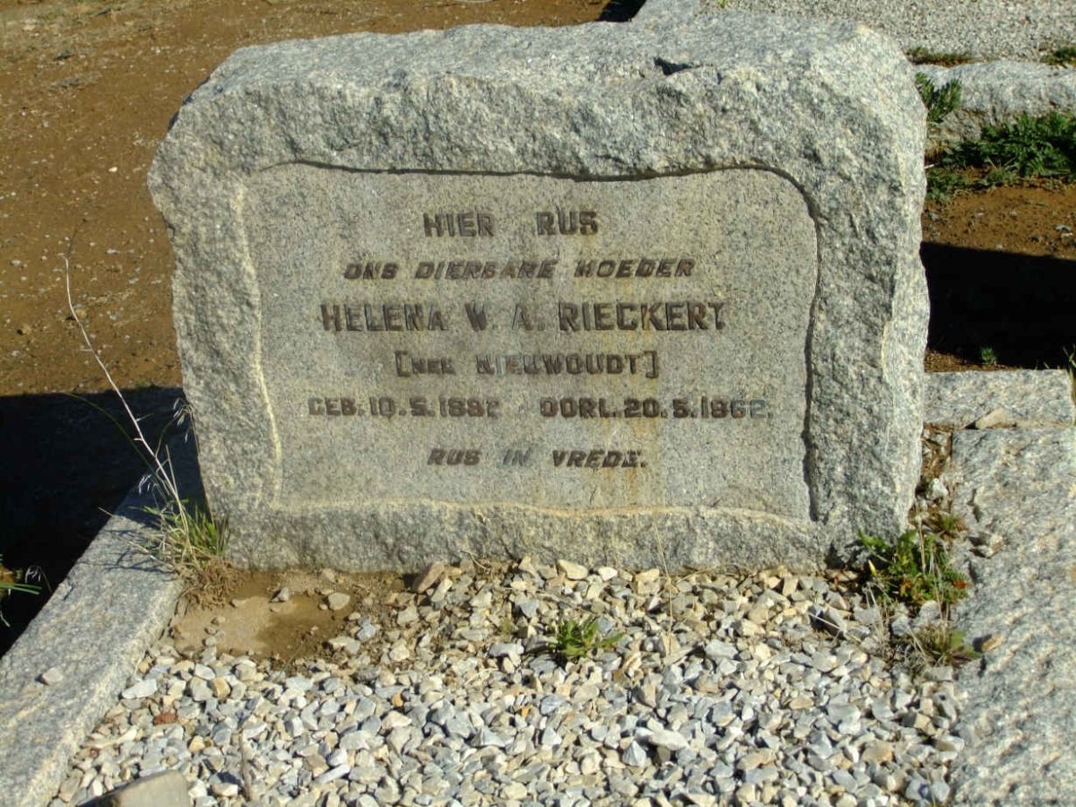 RIECKERT Helena W.A. nee NIEUWOUDT 1882-1962