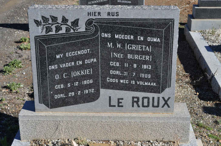 ROUX O.C., le 1906-1972 &amp; M.W. BURGER 1913-1989
