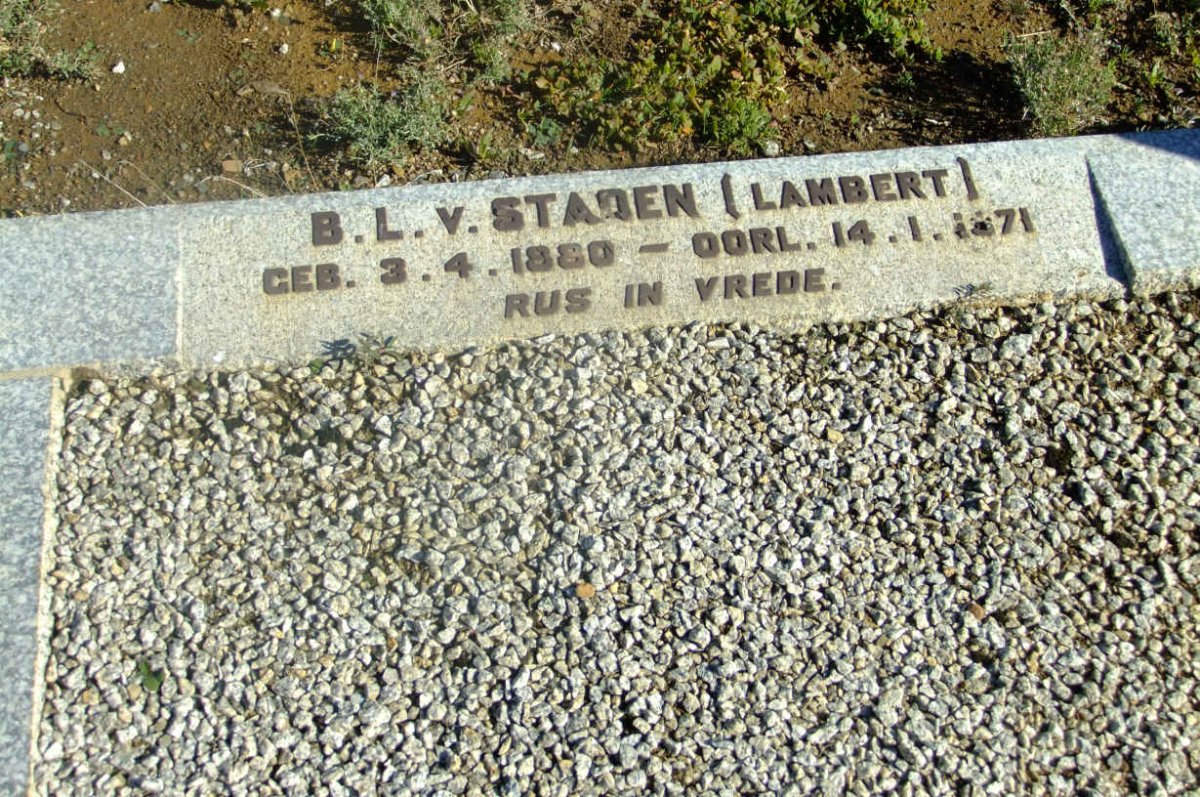 STADEN B.L., van nee LAMBERT 1880-1971