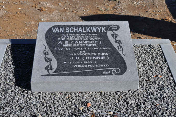 SCHALKWYK J.H., van 1943- &amp; A.E. BESTBIER 1943-2004