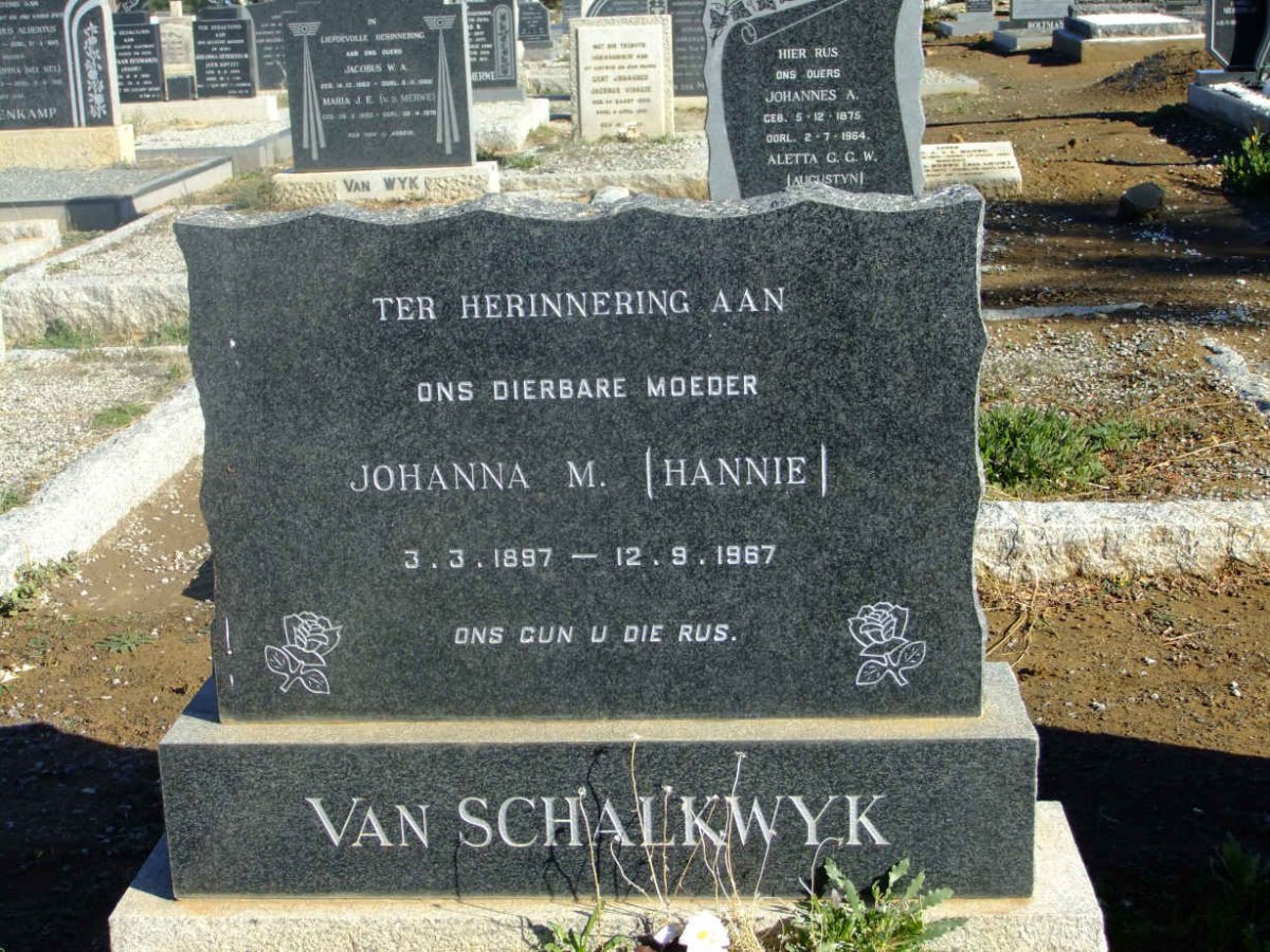 SCHALKWYK Johanna M., van 1897-1967